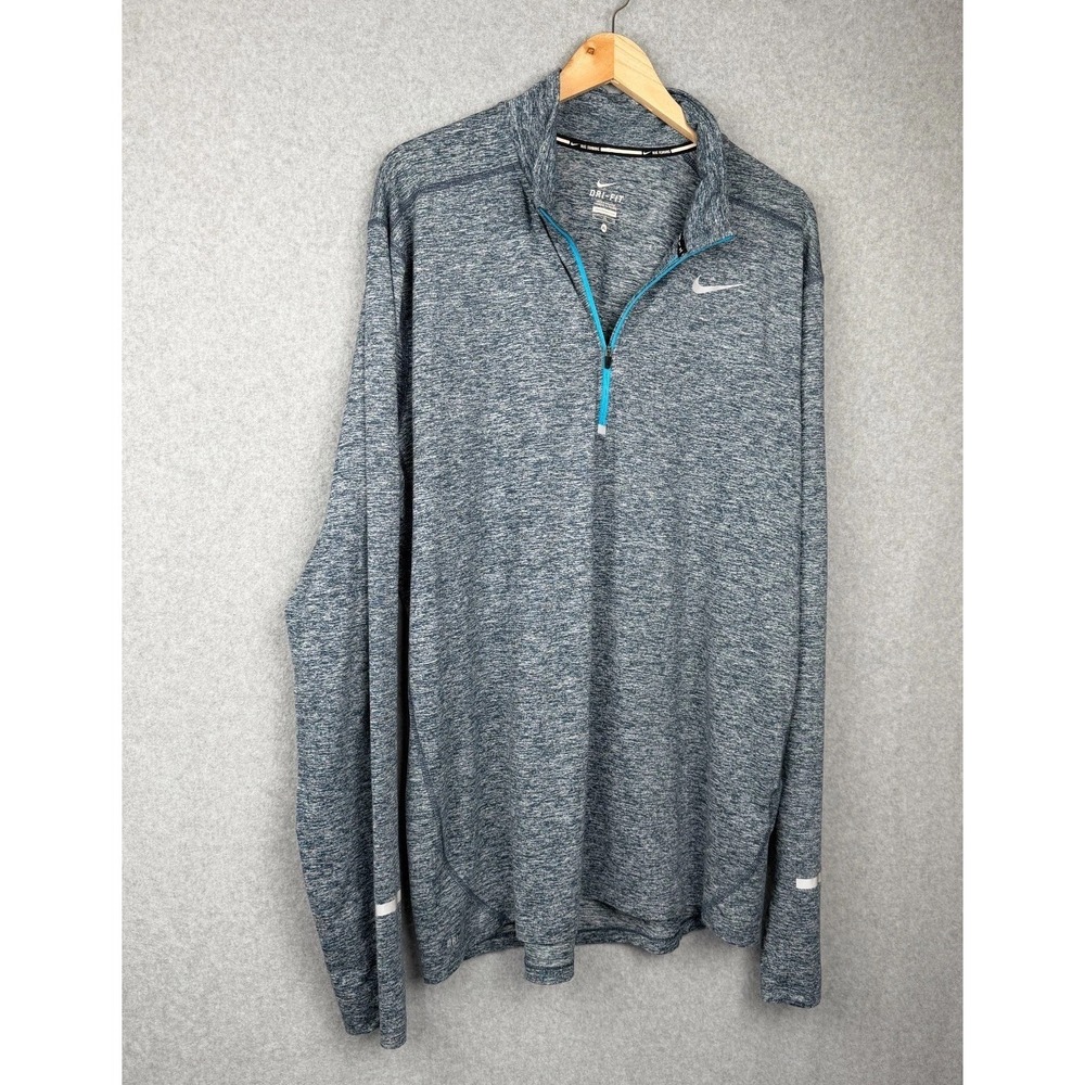 Nike Running Dri-FIT Quarter Zip Pullover Mens XL Blue Gray Athletic